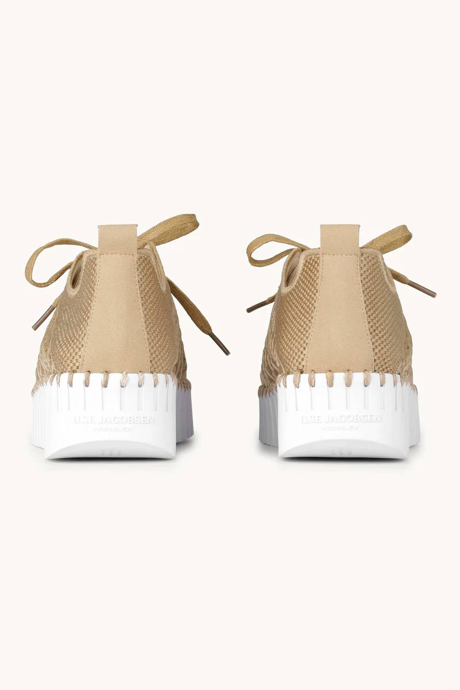 Ilse Jacobsen Women's Tulip 4271 Crochet Wedge Sneaker in latte white - women's sneaker - alternate view