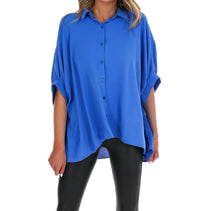 Day + Moon - Women's Fingers Crossed Oversized Button Down Top