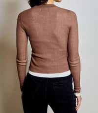 dh NEW YORK Harper Ribbed Sweater in mocha - women's sweater - detail view