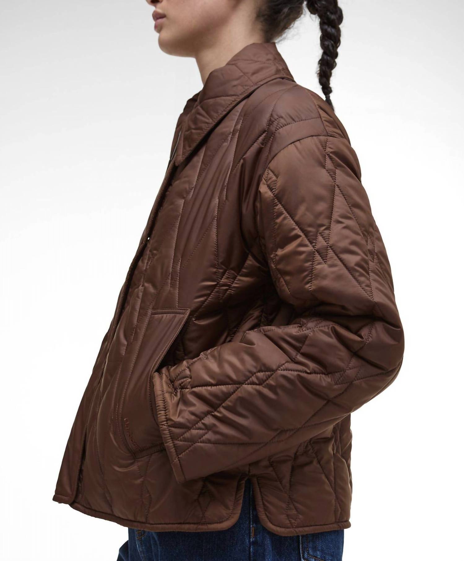 Barbour Bernadette Quilted Jacket in vicuna hessian tartan - women's jacket - view 4