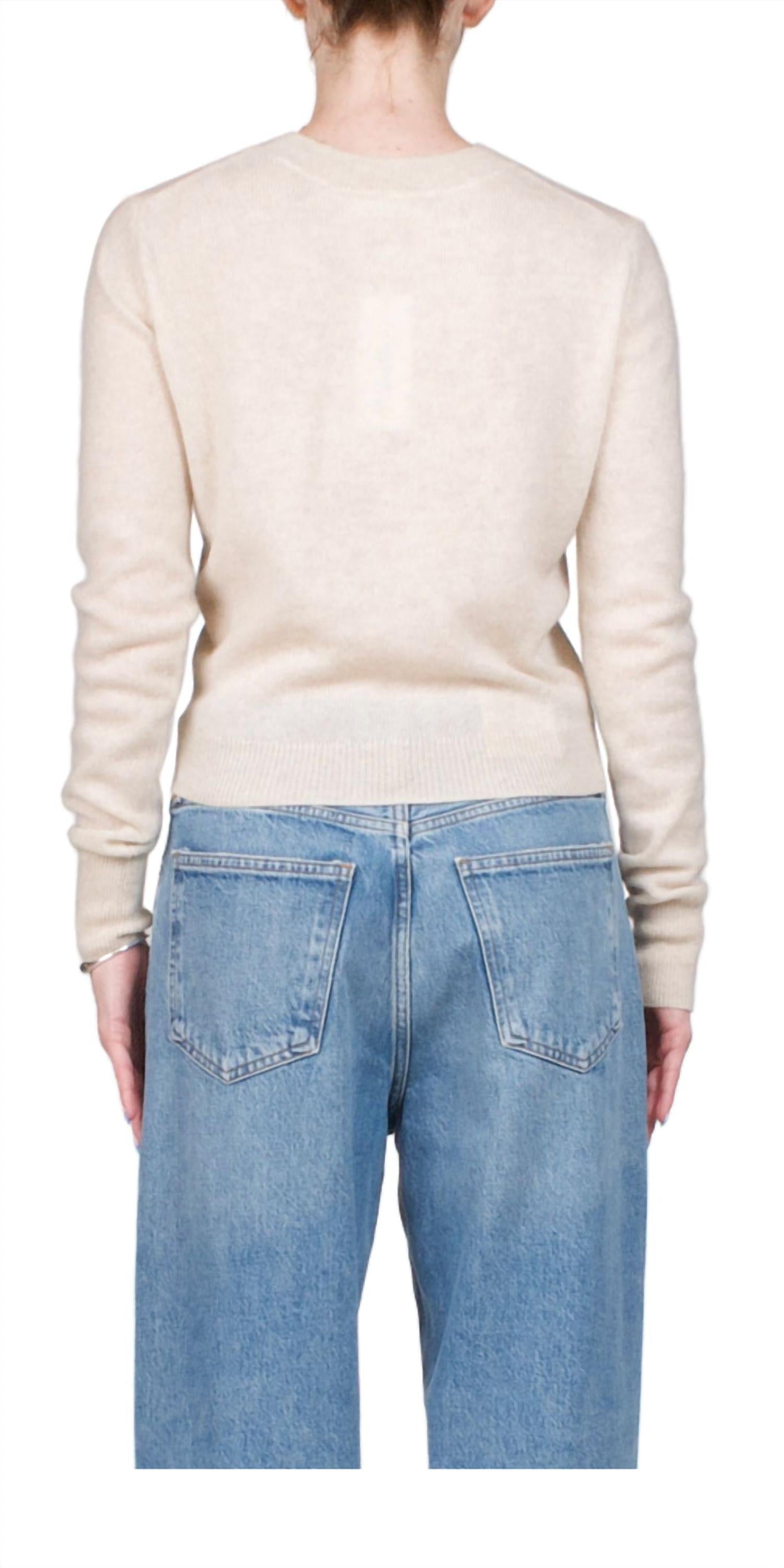 Eterne Francis Cashmere Sweater in oatmeal - women's sweater - detail view