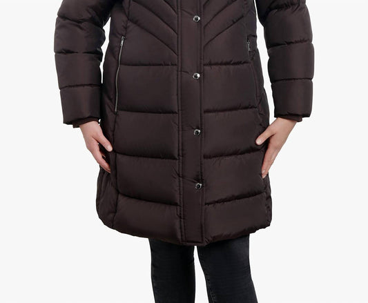 London Fog - Plus Size Zip-front Hooded Heavy Weight Puffer Jacket