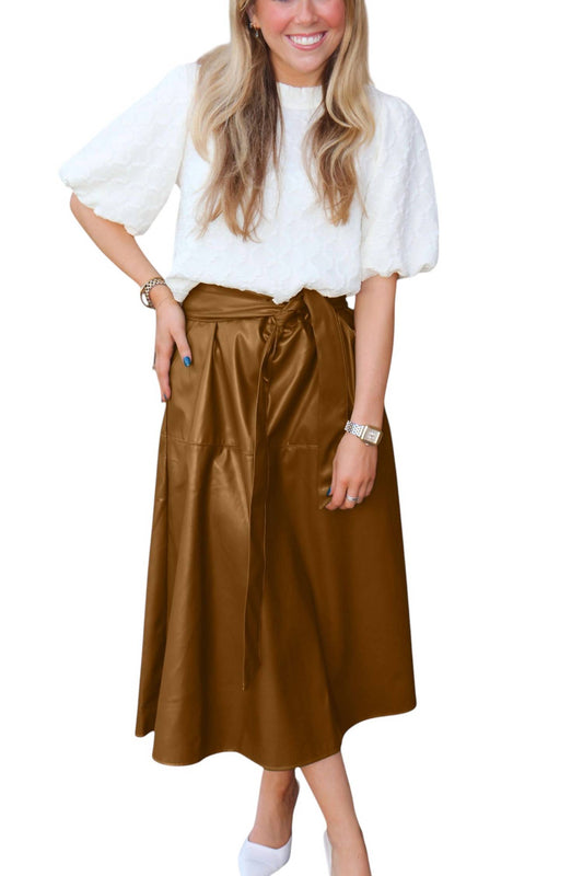 Jade - Brynn Pleather Midi Skirt
