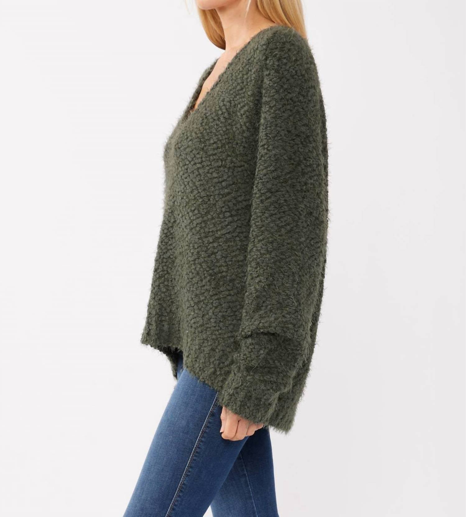 Lovestitch - Hi-low Fuzzy Pullover Sweater