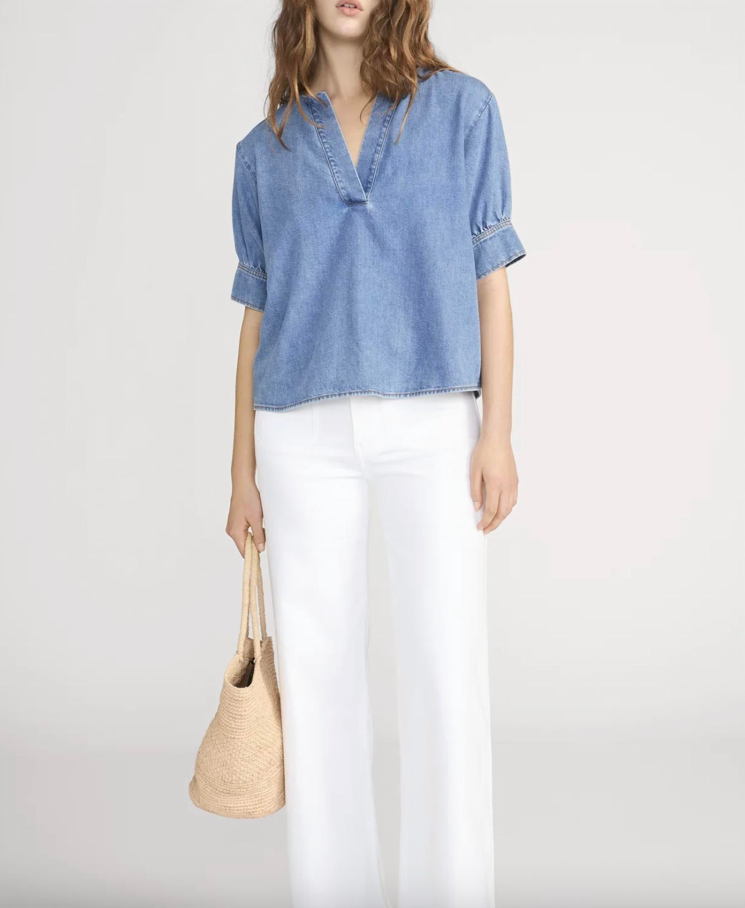 Frame - The Denim V-Neck Popover Top