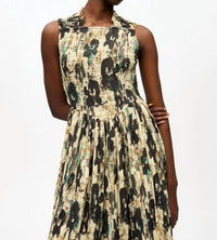 Ganni - Pleats Smock Midi Straps Dress