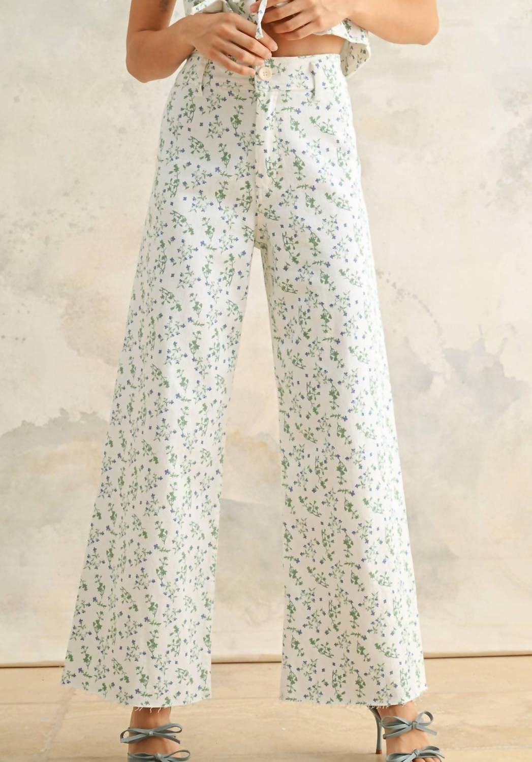 Miou Muse - Floral Print Stretch Denim