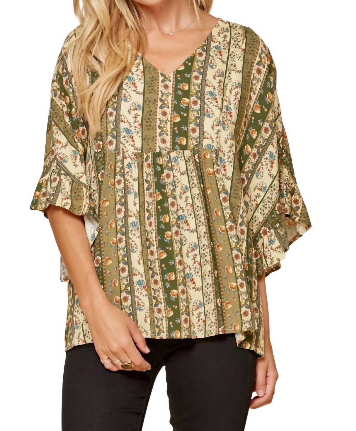 Andree By Unit - Floral Ruffle Sleeve Top
