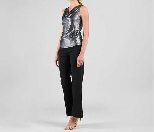 Clara Sunwoo - Metallic Cowl Neck Draped Tank