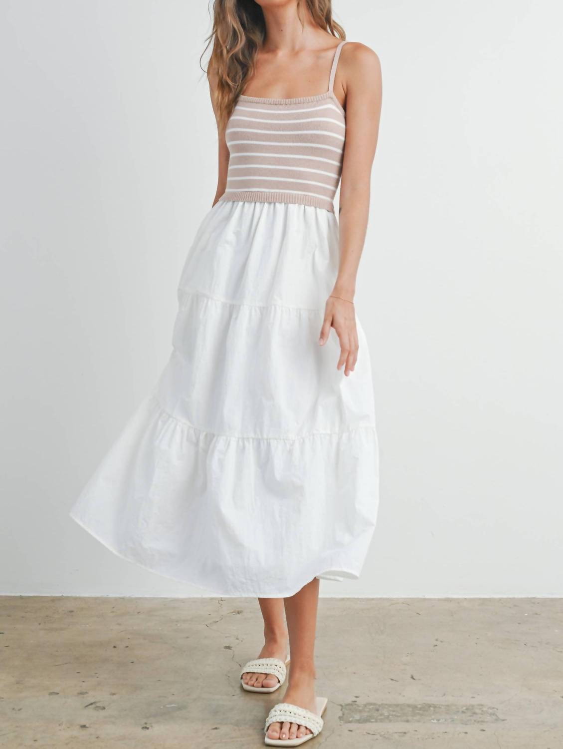 Buttermelon - Striped Sleeveless Tiered Maxi Dress
