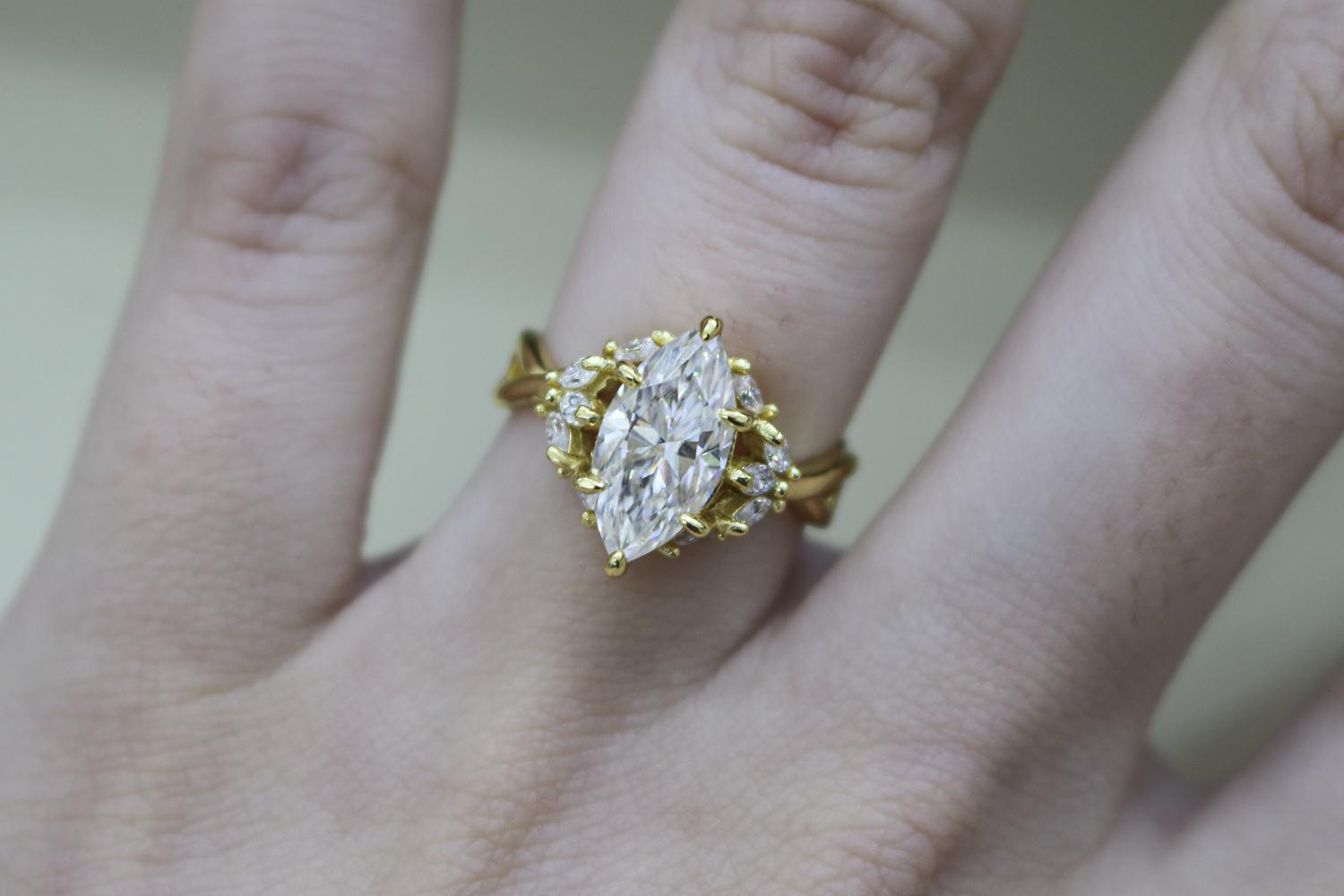 Allyanna Gifts - Women's Marquise Moissanite Cluster Ring