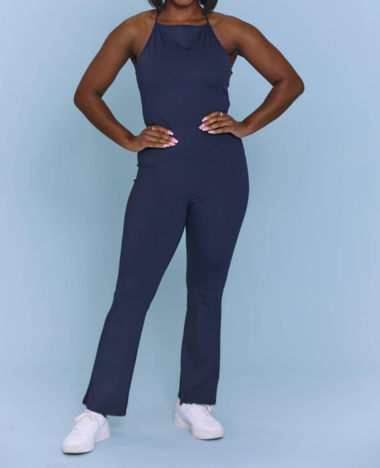 Le Lis - Holding On Halter Neck Flared Jumpsuit