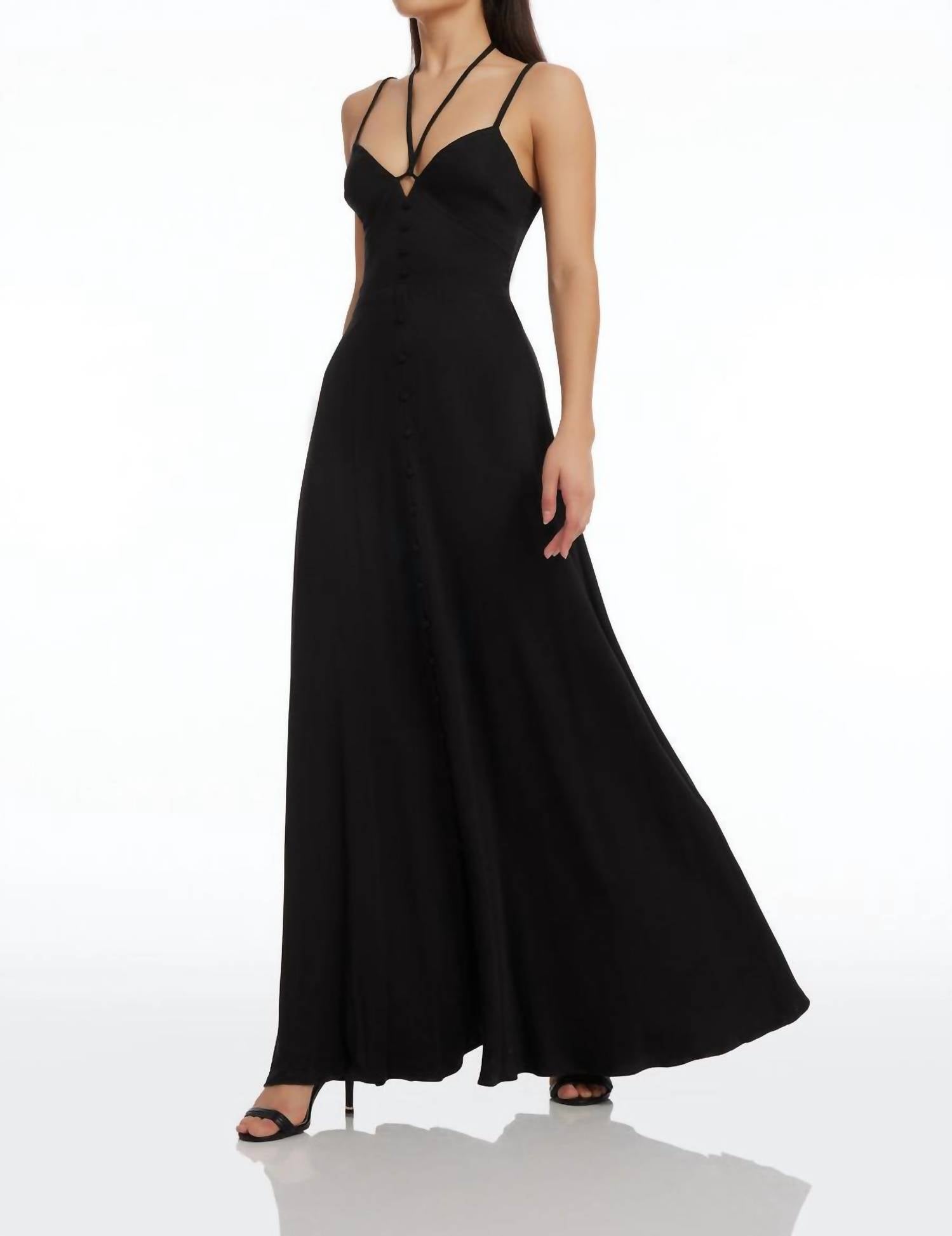 DRESS THE POPULATION Mia Maxi Dress in black - women's dress - detail view