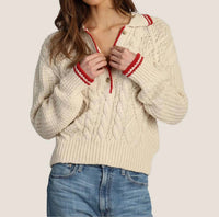 Dylan Charlotte Cable Button Sweater in natural - women's sweater