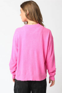OLIVACEOUS Gillian Sweater in pink - women's sweater - detail view