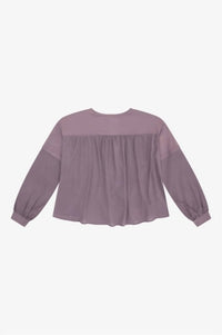 Tenly - Girl's Cotton Gauze Mixed Media Long Sleeve Top