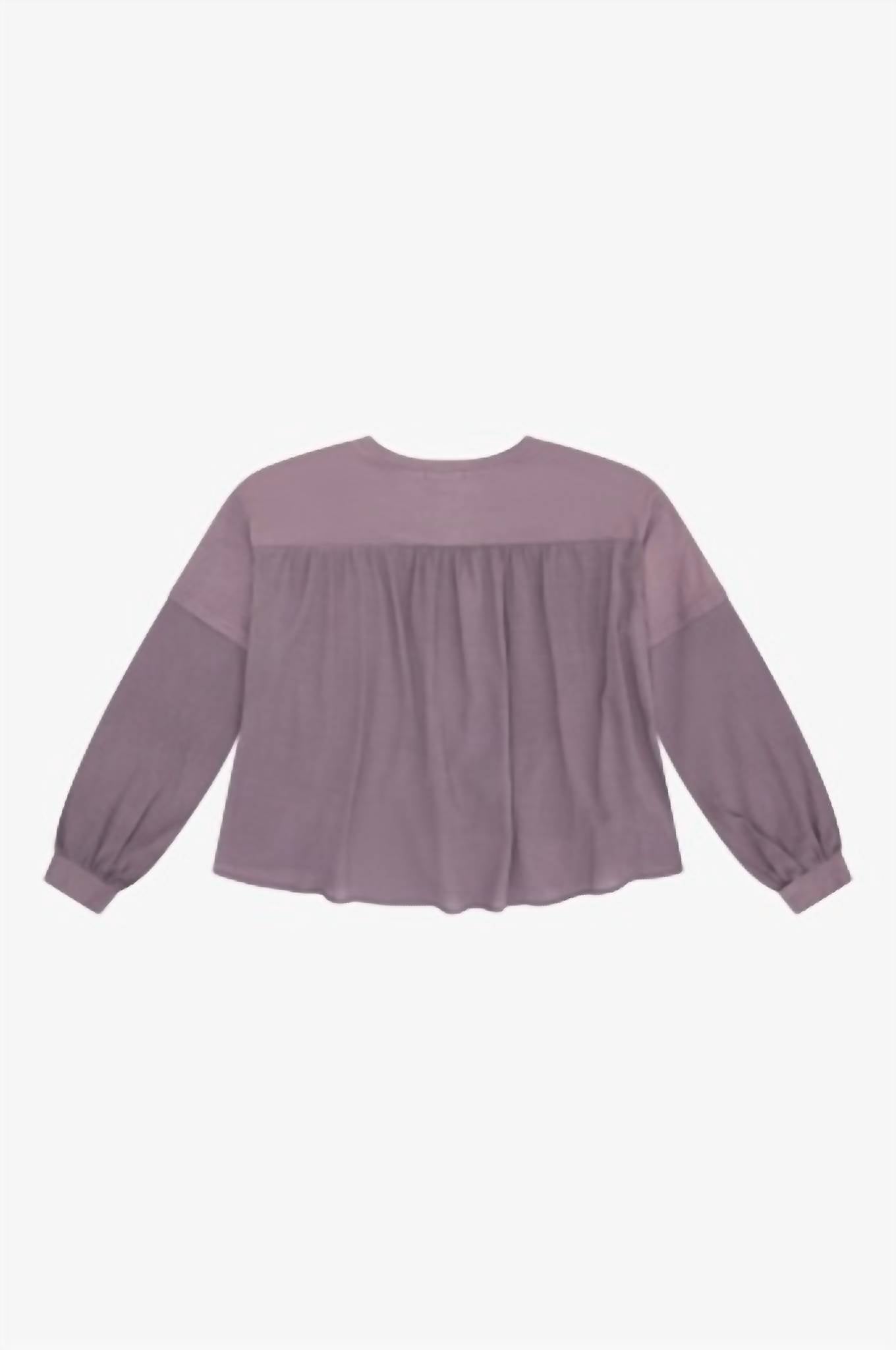 Tenly - Girl's Cotton Gauze Mixed Media Long Sleeve Top