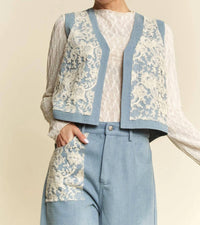 Davi & Dani - Denim Vest With Lace