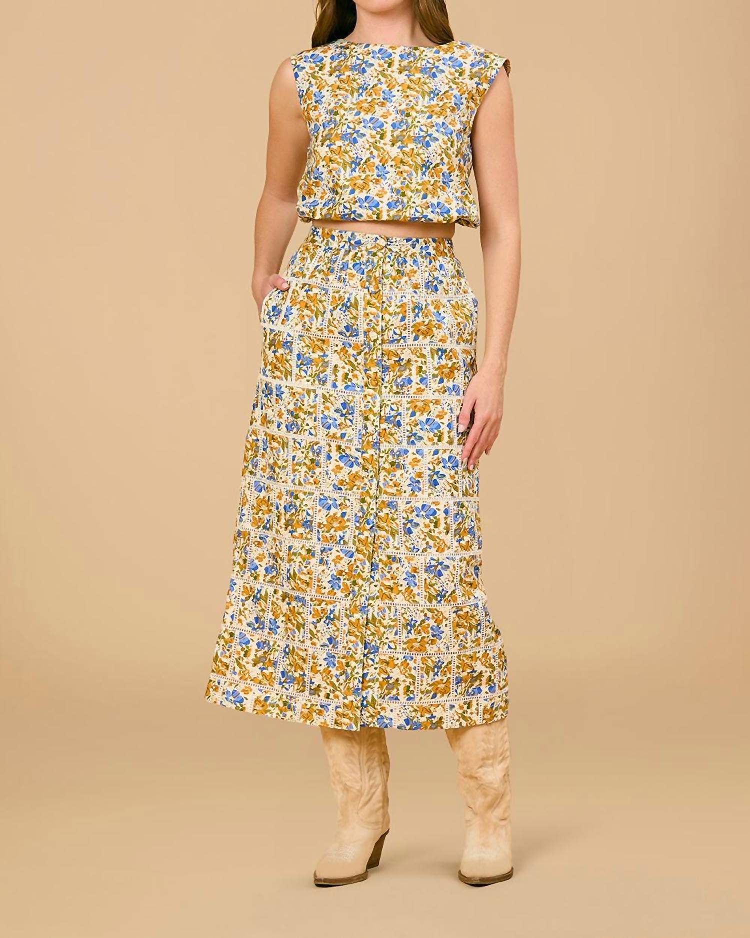 Olivia by Livro Fawn Midi Skirt in meadowlands 1 - women's skirt