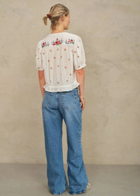 M.A.B.E. - Harlie Embroidered Short Sleeve Top