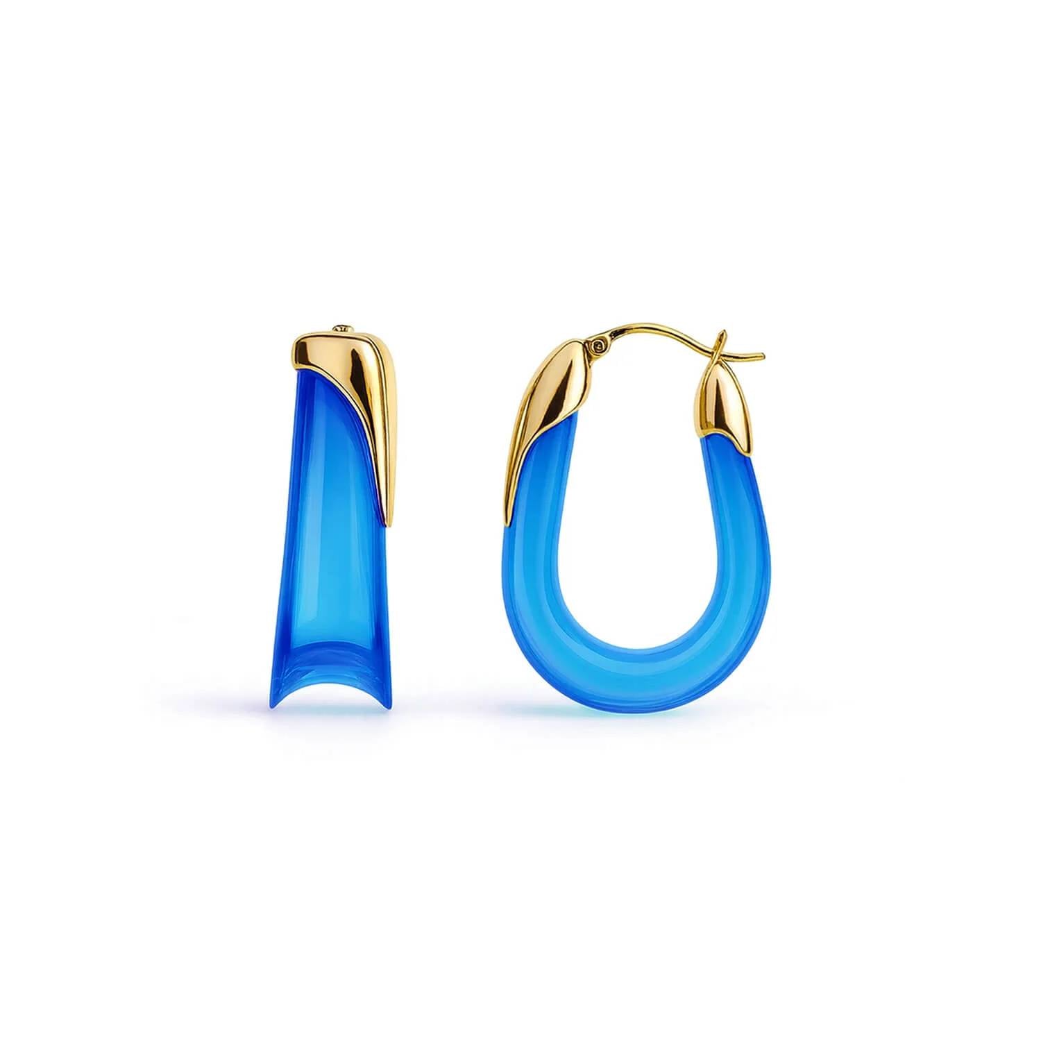 Gold & Honey - Women's Sculpted U Lucite Birthstone Hoop Earrings