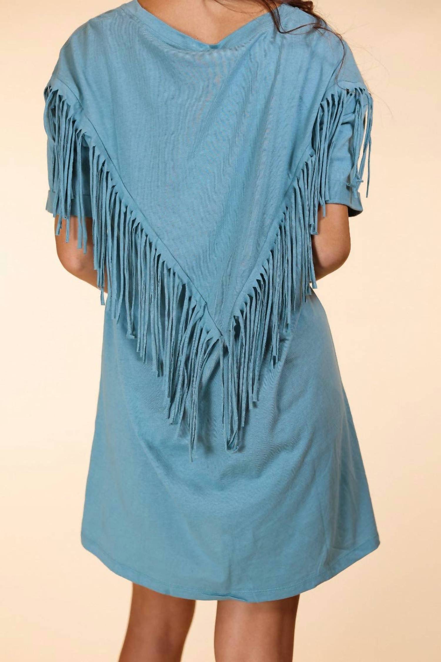 Grace + Emma - Just Leave Her Wild Fringe T-shirt Mini Dress