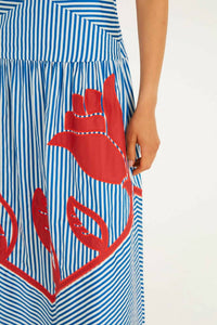 Farm Rio - Sky Stripes Sleeveless Midi Dress