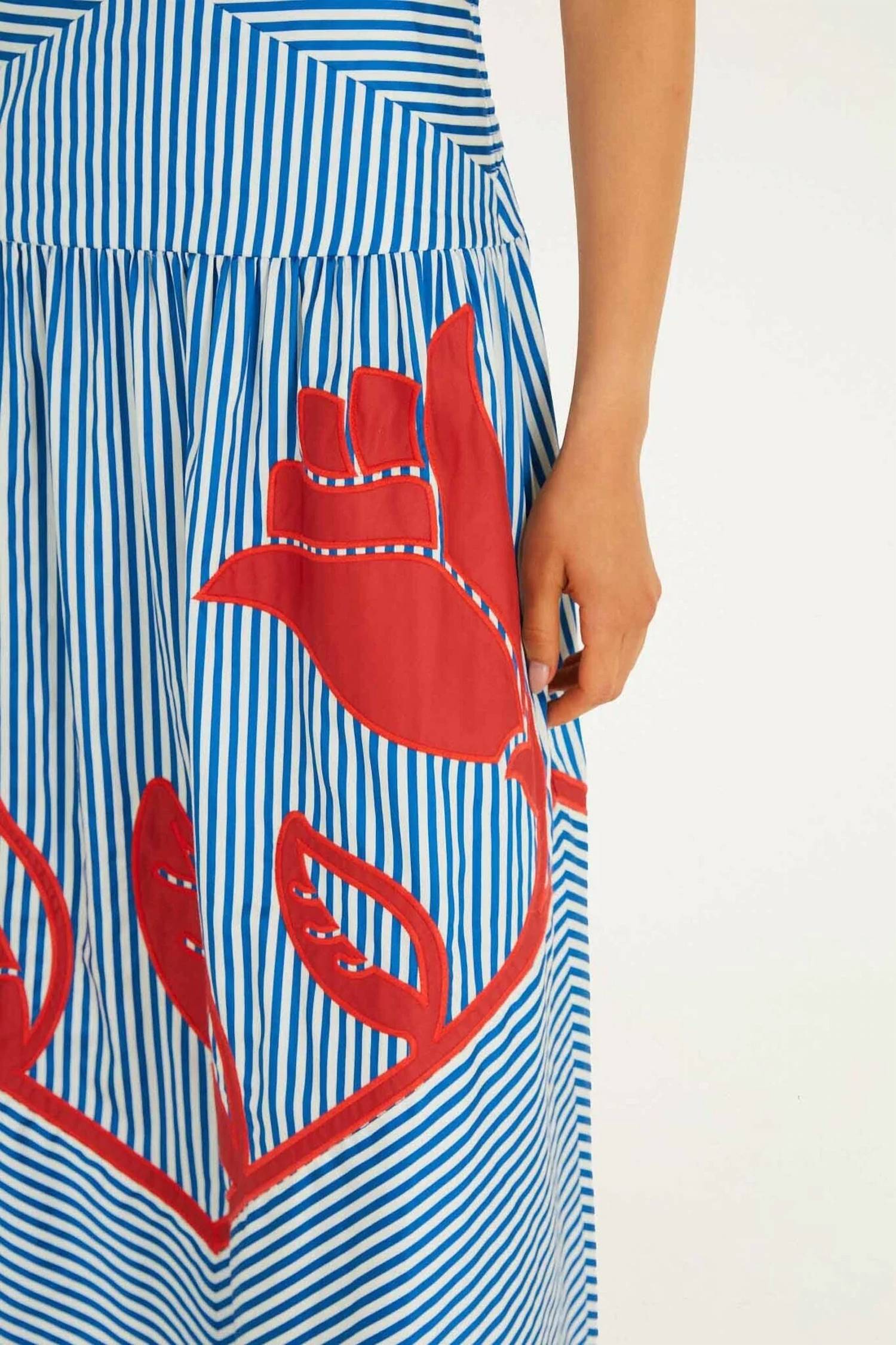 Farm Rio - Sky Stripes Sleeveless Midi Dress