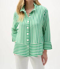 Joseph Ribkoff - Woven Striped Button Down Straight Jacket