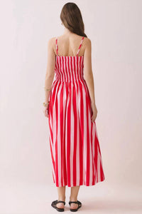 Tcec - Made You Look Stripe Smocked Midi Dress
