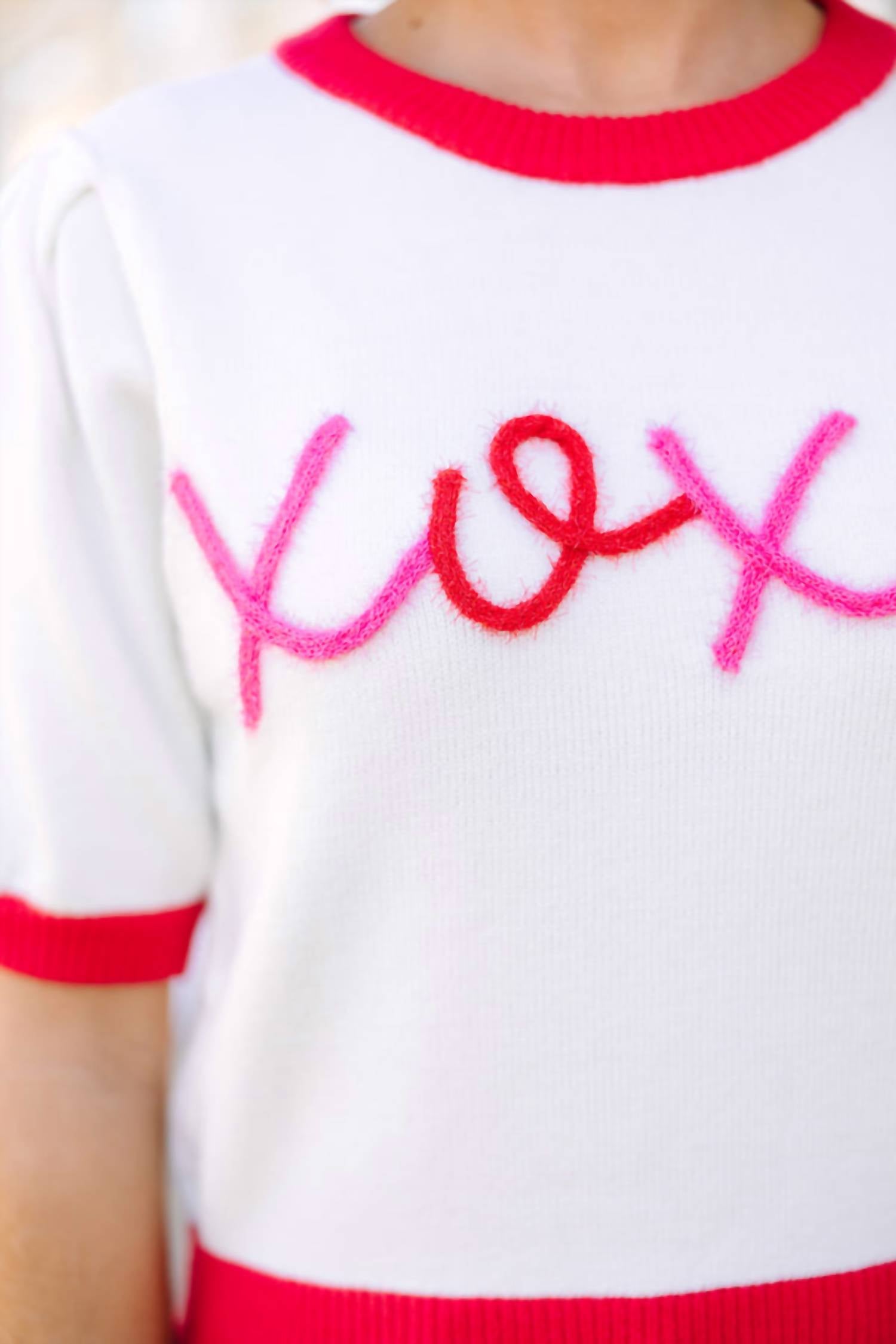 Pearls & Camo - XOXO Short Sleeve Sweater