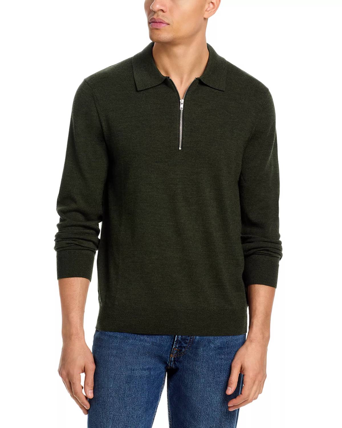 NN07 SERGIO ZIP POLO in dark army - men's shirt - alternate view