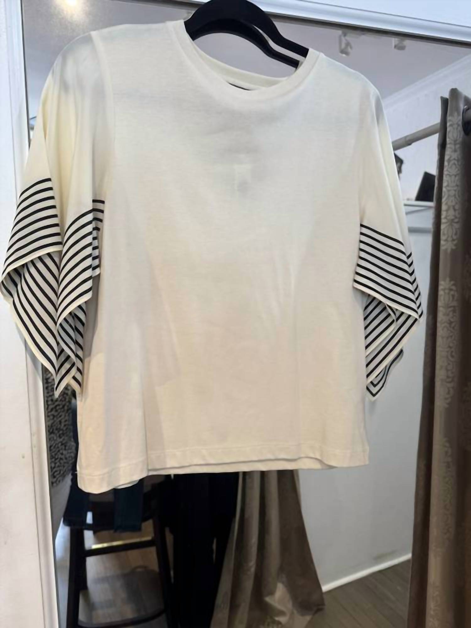 Elliott Lauren - Women Stripe Silk Sleeves Tee