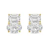 Diana M Jewels - Women's Emerald & Oval Lab-grown Diamond Stud Earrings (15.00 Tcw) - Grand