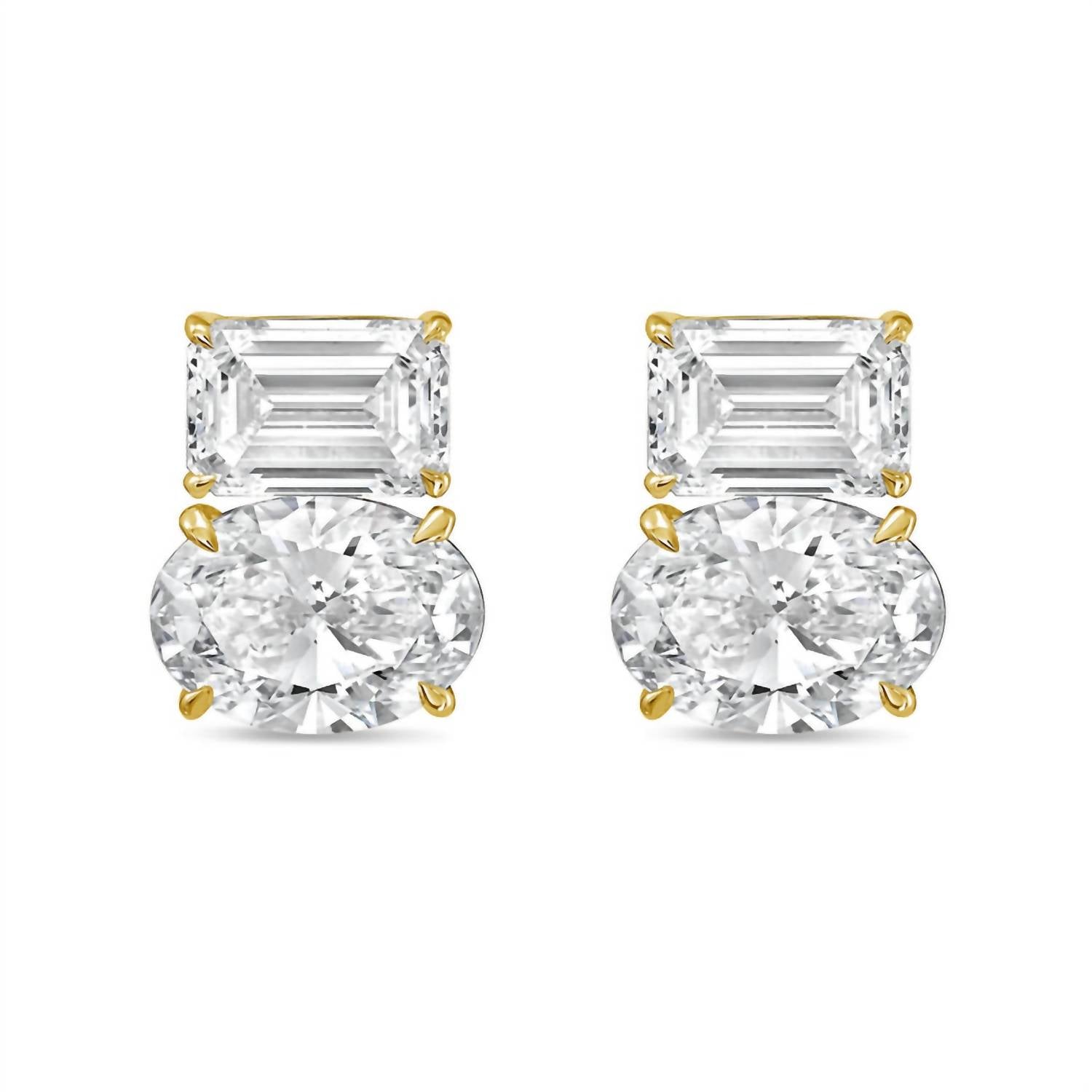 Diana M Jewels - Women's Emerald & Oval Lab-grown Diamond Stud Earrings (15.00 Tcw) - Grand
