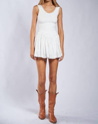 Sky To Moon - Solid Color Round Cut Edge Ruffle Trim Mini Dress