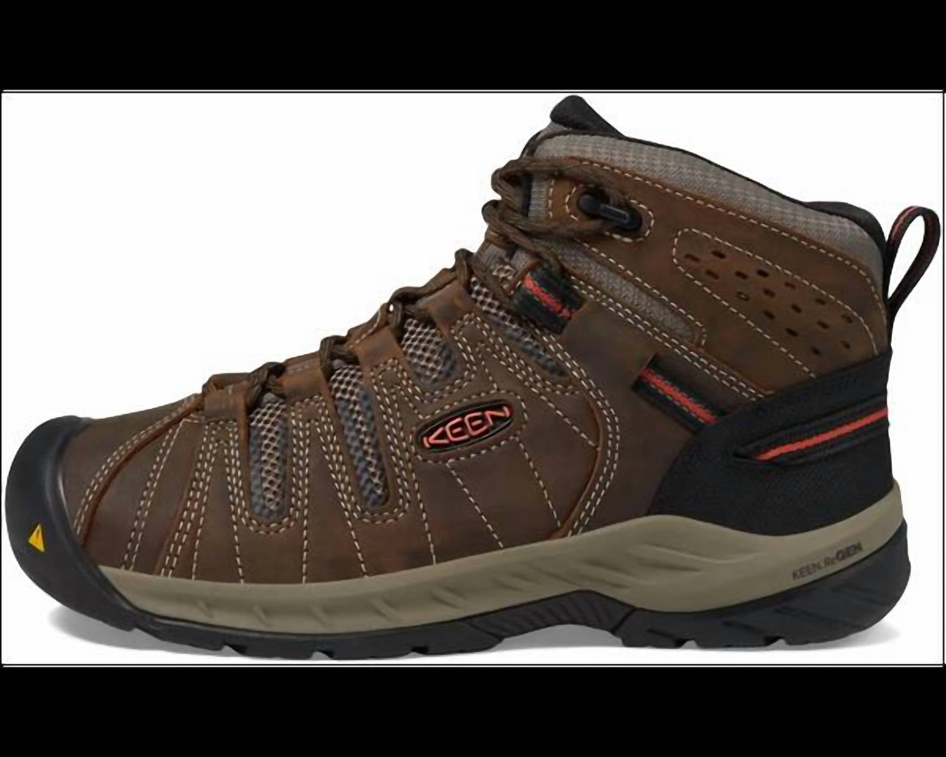 Keen Men's Flint Ii Waterproof Mid Boots in cascade brown burnt ochre - men's boots - detail view