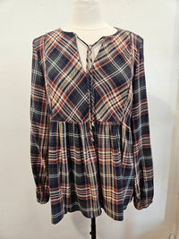 Apricot - Earthy Check Boho Blouse