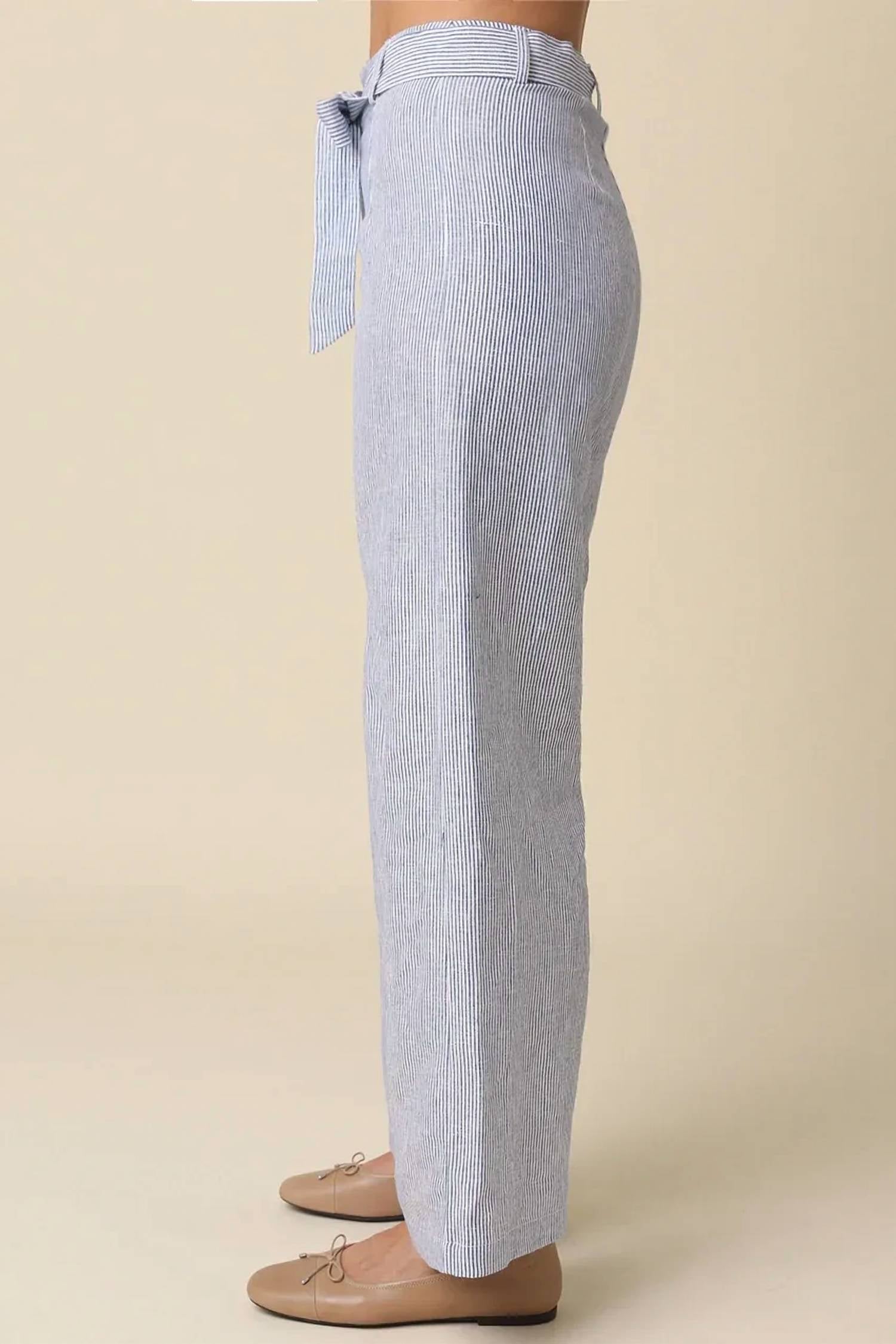 Olivaceous - Harbor Stripe Linen Pants