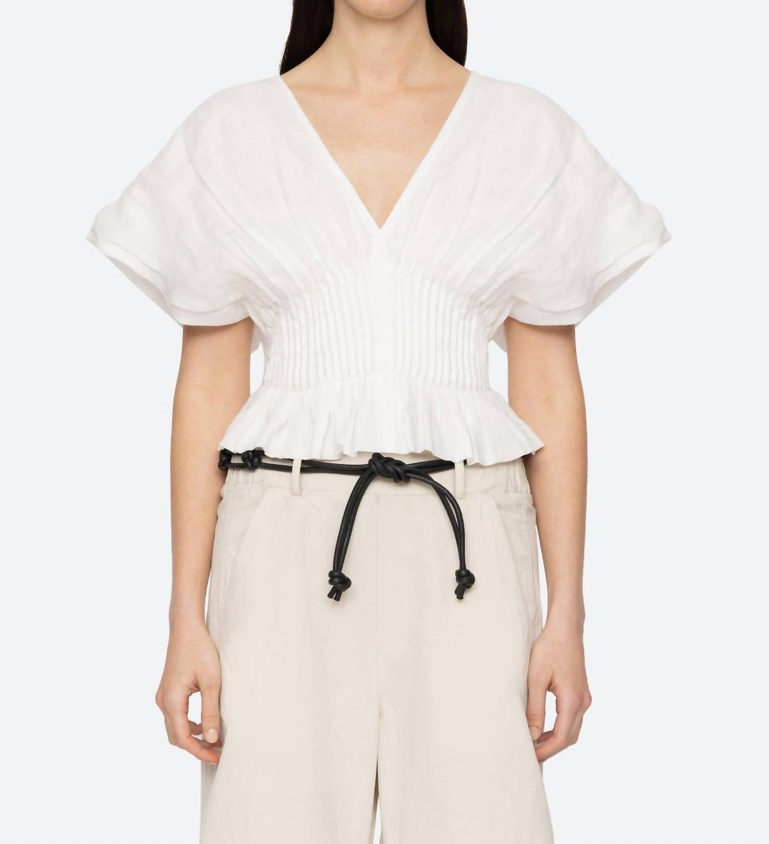 Sea - Zora Pleated Short Sleeved Top
