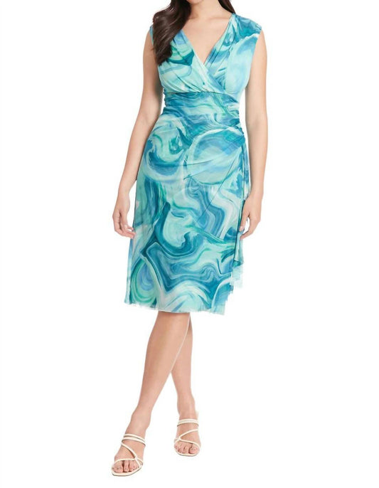 London Times - Louella Marble Mesh Print Dress