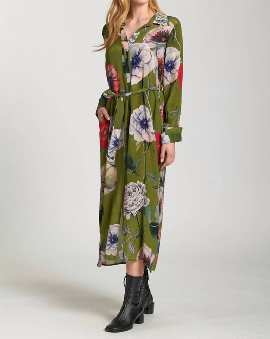 Apny - Half Placket Floral Maxi Dress