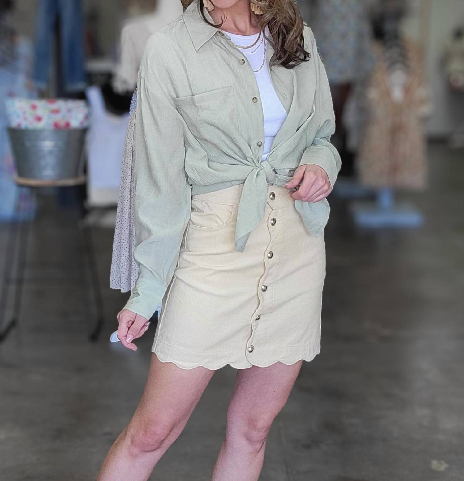 So Me Delia Skirt in oatmeal - women's skirt - detail view