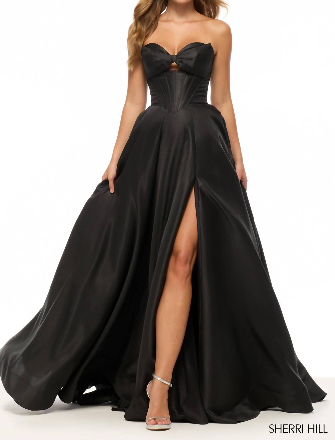 Sherri Hill Strapless A-line Gown in black - women's dress