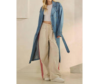 Veveret Meg Denim Trench Coat in medium wash - women's jacket