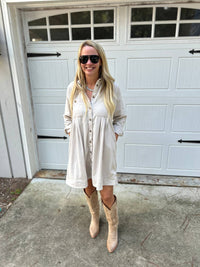AnnieWear The Nellie Dress in oatmeal - women's dress - alternate view