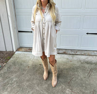 AnnieWear The Nellie Dress in oatmeal - women's dress - detail view