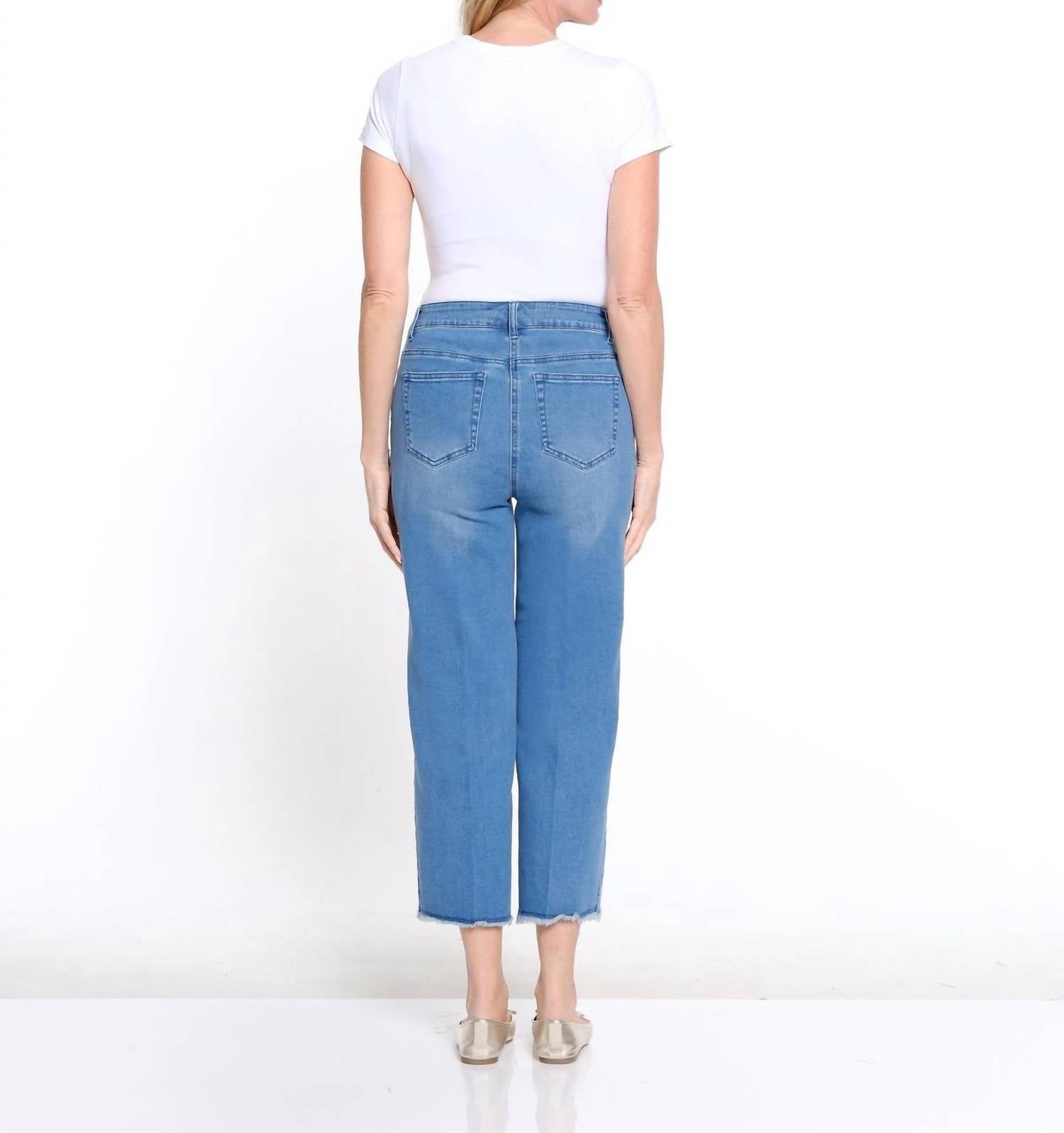 Multiples - Fringe-seamed Denim Crop Jeans