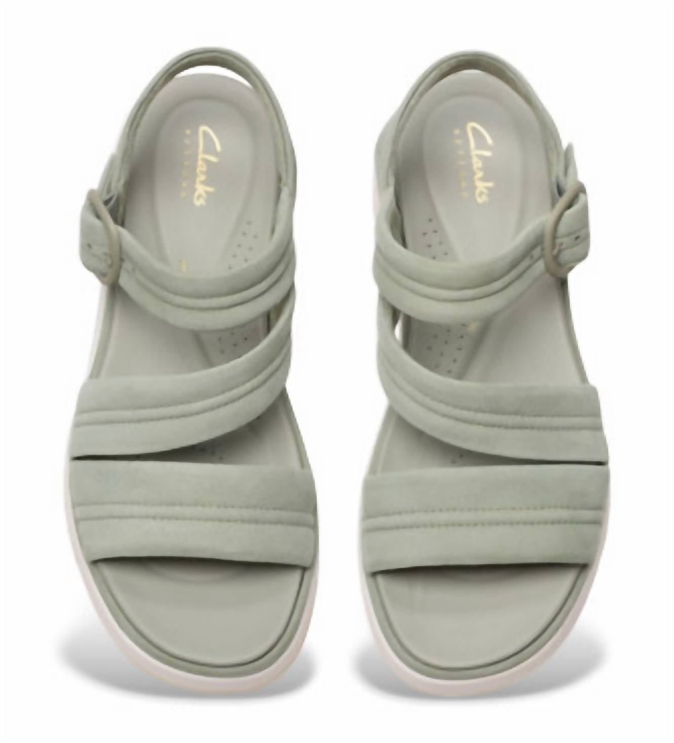 Clarks Women's Tuscan Strap Leather Sandals in light green suede - women's sandal - view 4