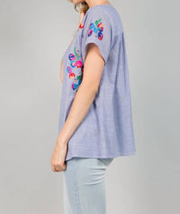 See And Be Seen - On The Border Embroidered Top